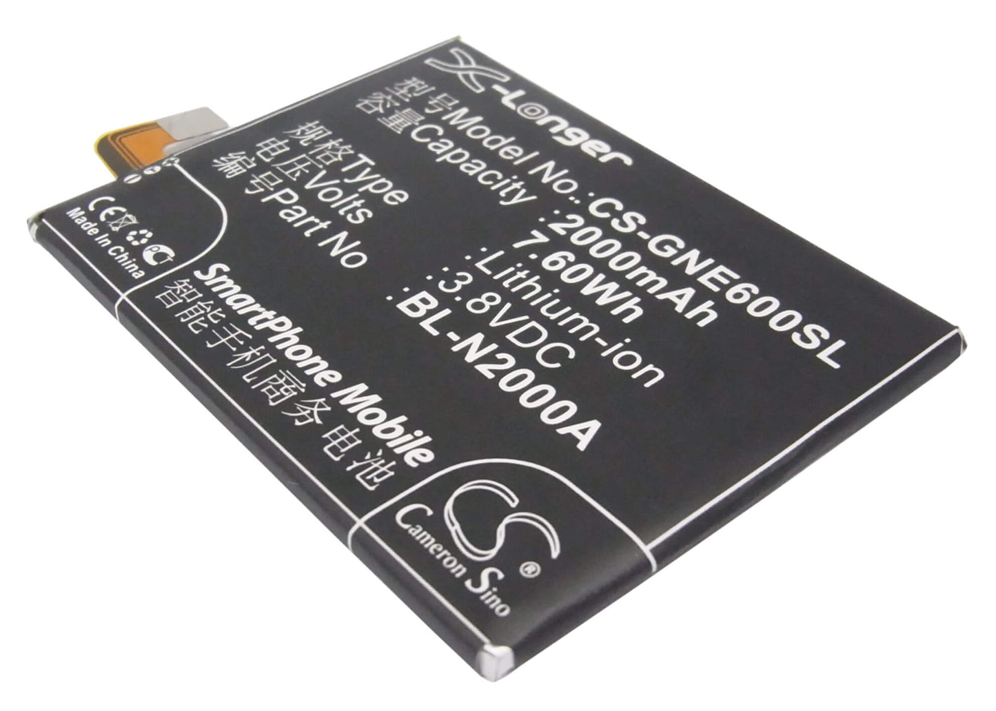 3.8V, 2000mAh, Li-Polymer Battery fits Blu, L240a, L240i, 7.6Wh