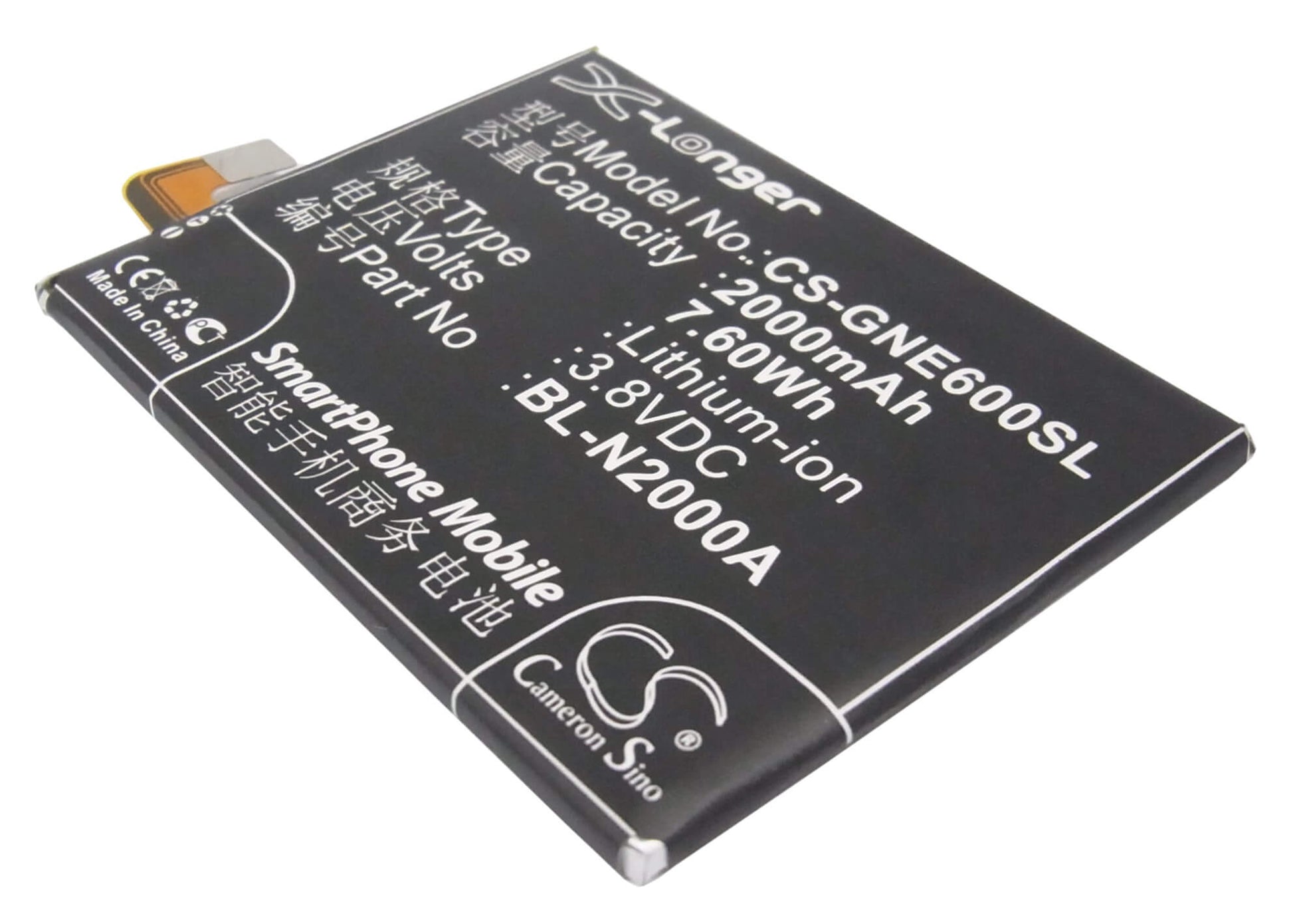 3.8V, 2000mAh, Li-Polymer Battery fits Blu, L240a, L240i, 7.6Wh