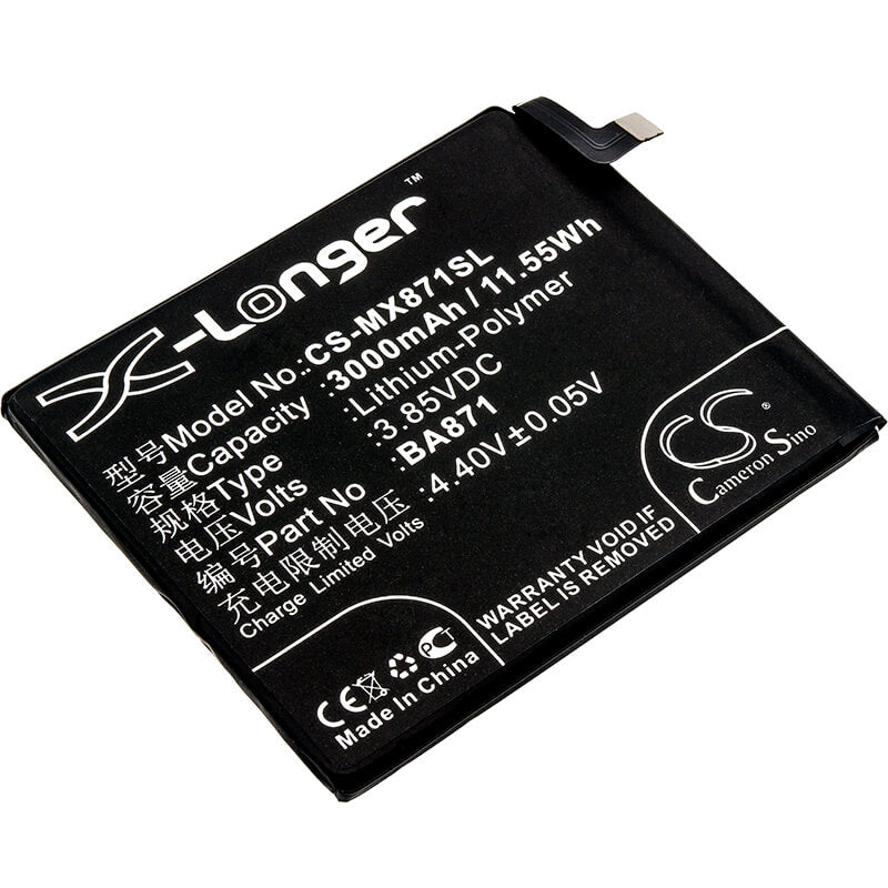 3.85V, 3000mAh, Li-Polymer Battery fits Meizu, 15 Lite, M15, 11.55Wh