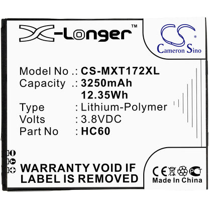 3.8V, 3250mAh, Li-Polymer Battery fits Motorola, Moto C Plus, Moto C Plus Dual Sim, 12.35Wh