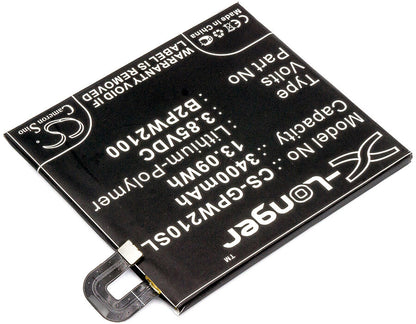 3.85V, 3400mAh, Li-Polymer Battery fits Google, G-2pw2100, G-2pw2100-021-b, 13.09Wh