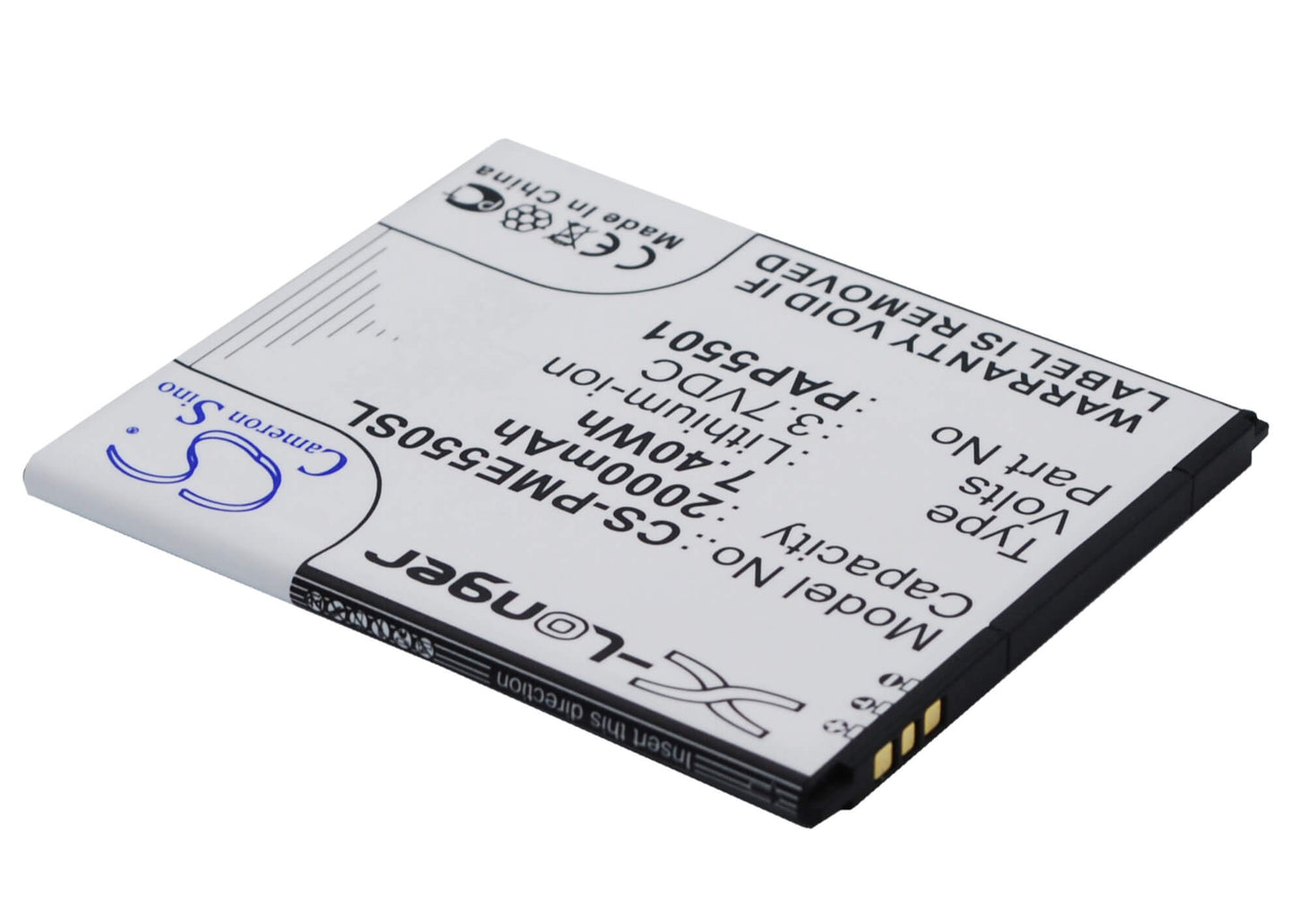 3.7V, 2000mAh, Li-ion Battery fits Prestigio, Multiphone 5501 Duo, Pap5501, 7.4Wh