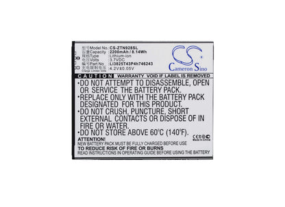 3.7V, 2200mAh, Li-ion Battery fits Zte, N928, N928dt, 8.14Wh