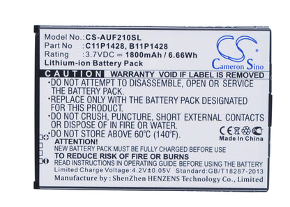 3.7V, 1800mAh, Li-ion Battery fits Asus, Zb551kl, Ze500kg, 6.66Wh