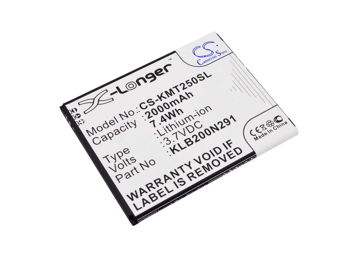 3.7V, 2000mAh, Li-ion Battery fits Kazam, Trooper 2 X5.0, Trooper2 5.0, 7.4Wh