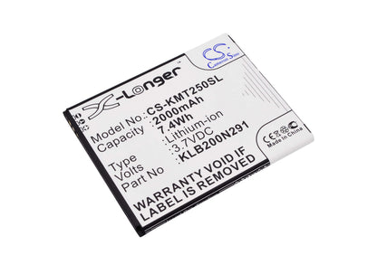3.7V, 2000mAh, Li-ion Battery fits Kazam, Trooper 2 X5.0, Trooper2 5.0, 7.4Wh