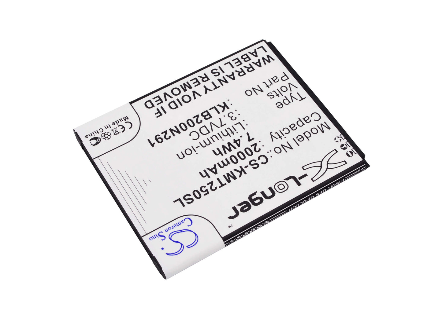 3.7V, 2000mAh, Li-ion Battery fits Kazam, Trooper 2 X5.0, Trooper2 5.0, 7.4Wh