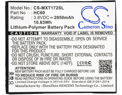 3.8V, 2850mAh, Li-Polymer Battery fits Motorola, Moto C Plus, Moto C Plus Dual Sim, 10.83Wh
