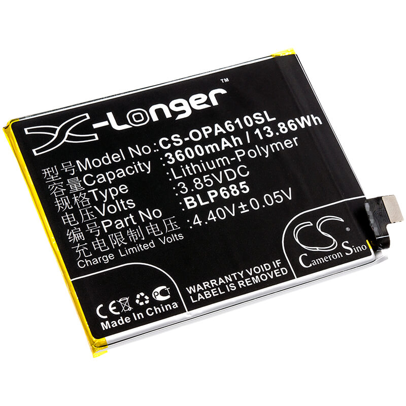 3.85V, 3600mAh, Li-Polymer Battery fits Oneplus, 6t, A6010, 13.86Wh