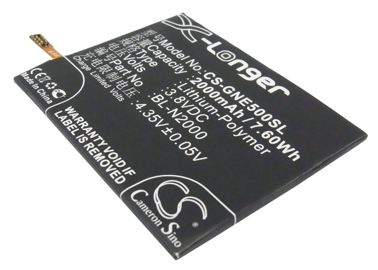 3.8V, 2000mAh, Li-Polymer Battery fits Gionee, E5, Elife E5, 7.6Wh
