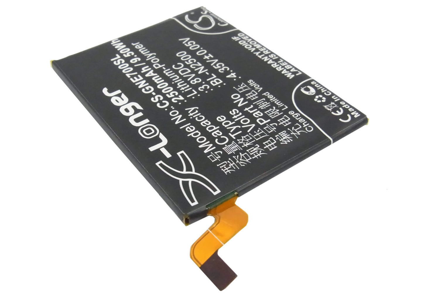 3.8V, 2500mAh, Li-Polymer Battery fits Gionee, E7, Elife E7, 9.5Wh