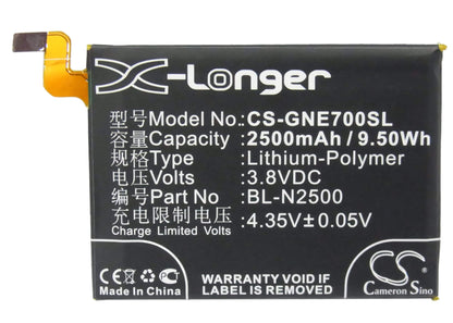 3.8V, 2500mAh, Li-Polymer Battery fits Gionee, E7, Elife E7, 9.5Wh