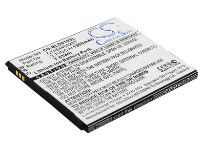 3.7V, 1900mAh, Li-ion Battery fits Blu, D610, D610a, 7.03Wh