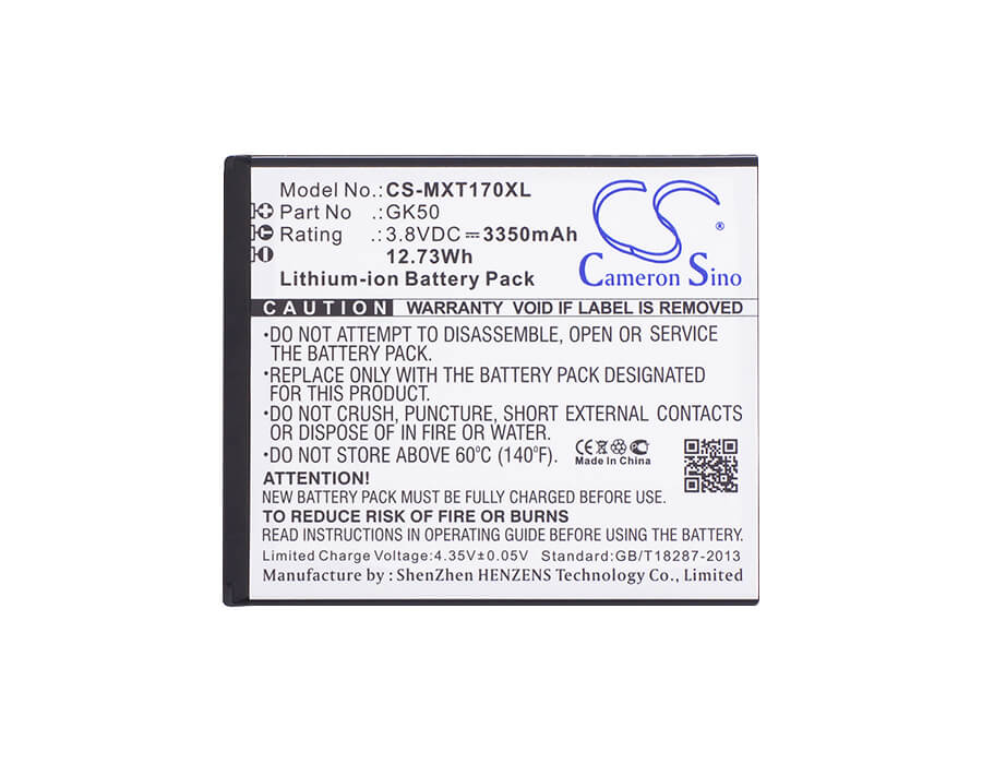 3.8V, 3350mAh, Li-ion Battery fits Motorola, Moto E Power, Moto E3 Power, 12.73Wh