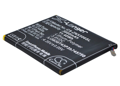 3.8V, 3000mAh, Li-Polymer Battery fits Zte, Nubia Z7, Nubia Z7 Dual Sim, 11.4Wh