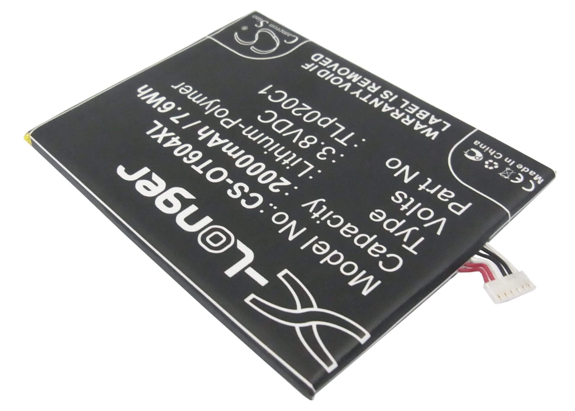 3.8V, 2000mAh, Li-Polymer Battery fits Tcl, S950, S950t, 7.6Wh