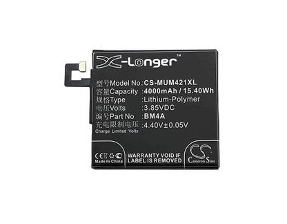 3.85V, 4000mAh, Li-Polymer Battery fits Xiaomi, 2016020, 2016021, 15.4Wh
