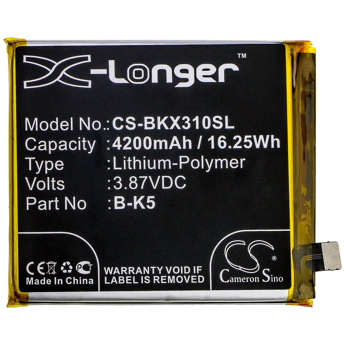 3.87V, 4200mAh, Li-Polymer Battery fits Vivo, V1938, V1938c, 16.254Wh