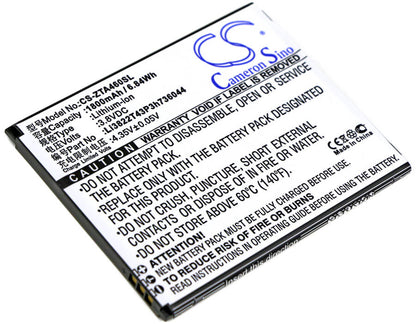 3.8V, 1800mAh, Li-ion Battery fits Zte, Blade A460, Blade L4, 6.84Wh