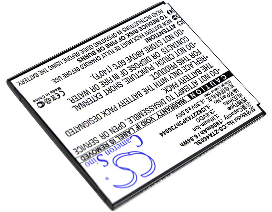 3.8V, 1800mAh, Li-ion Battery fits Zte, Blade A460, Blade L4, 6.84Wh