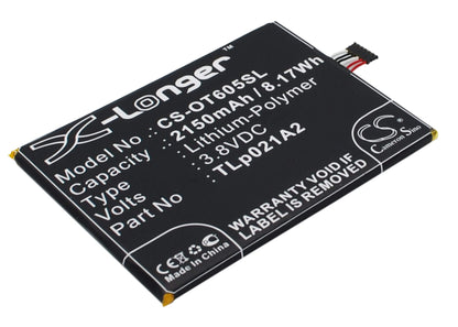 3.8V, 2150mAh, Li-Polymer Battery fits Alcatel, One Touch Idol 2s, Ot-6050, 8.17Wh