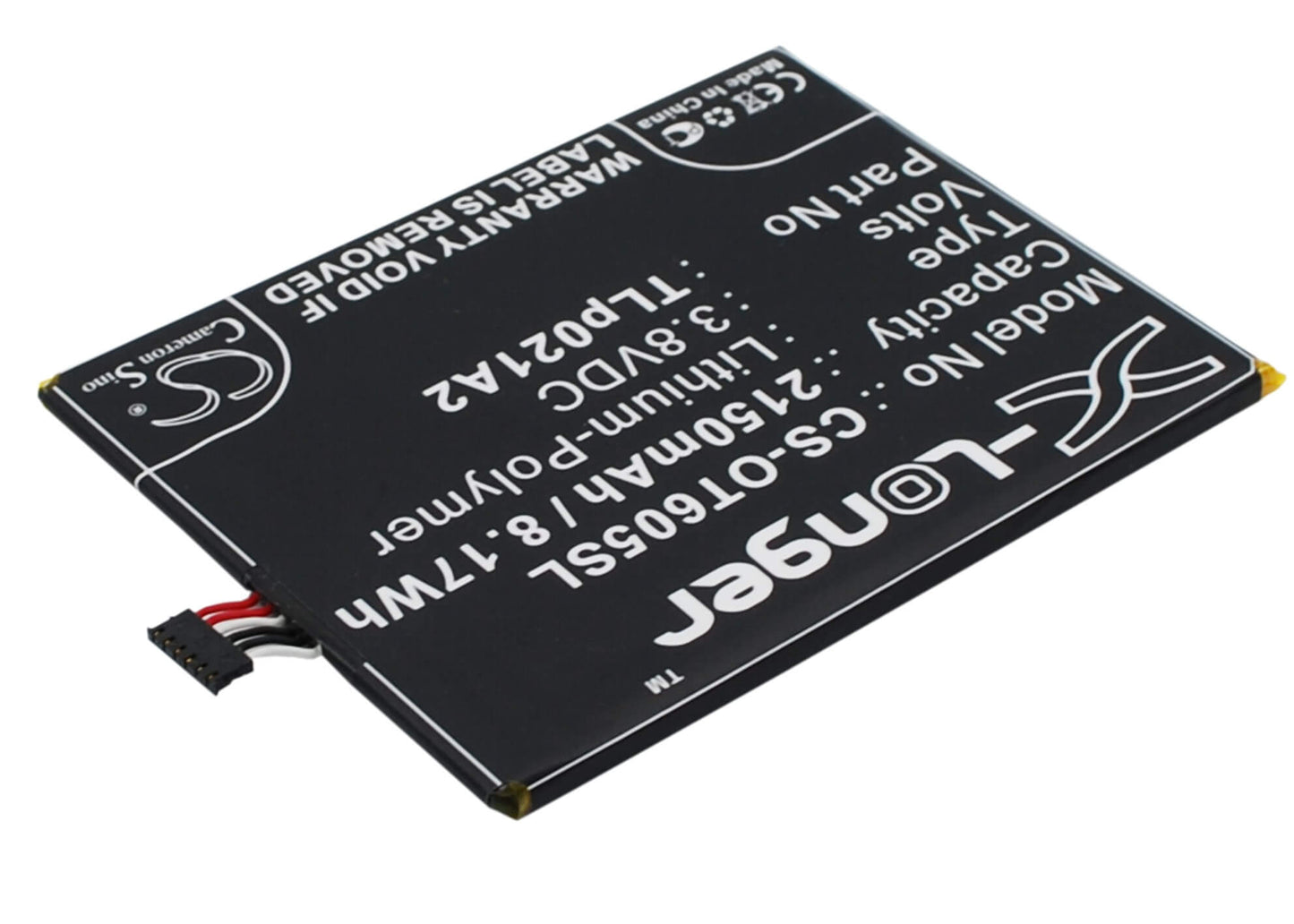 3.8V, 2150mAh, Li-Polymer Battery fits Alcatel, One Touch Idol 2s, Ot-6050, 8.17Wh
