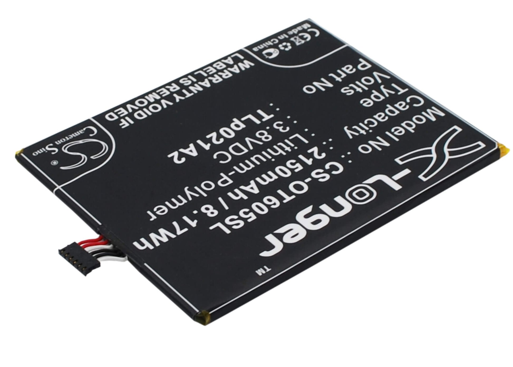 3.8V, 2150mAh, Li-Polymer Battery fits Alcatel, One Touch Idol 2s, Ot-6050, 8.17Wh