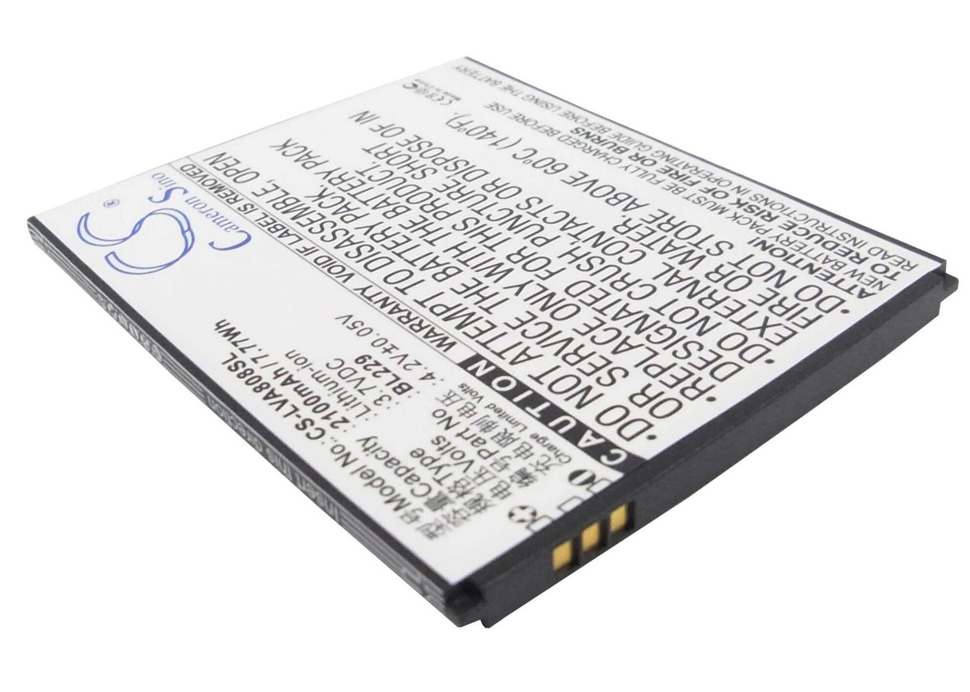 3.7V, 2100mAh, Li-ion Battery fits Lenovo, A8, A806, 7.77Wh