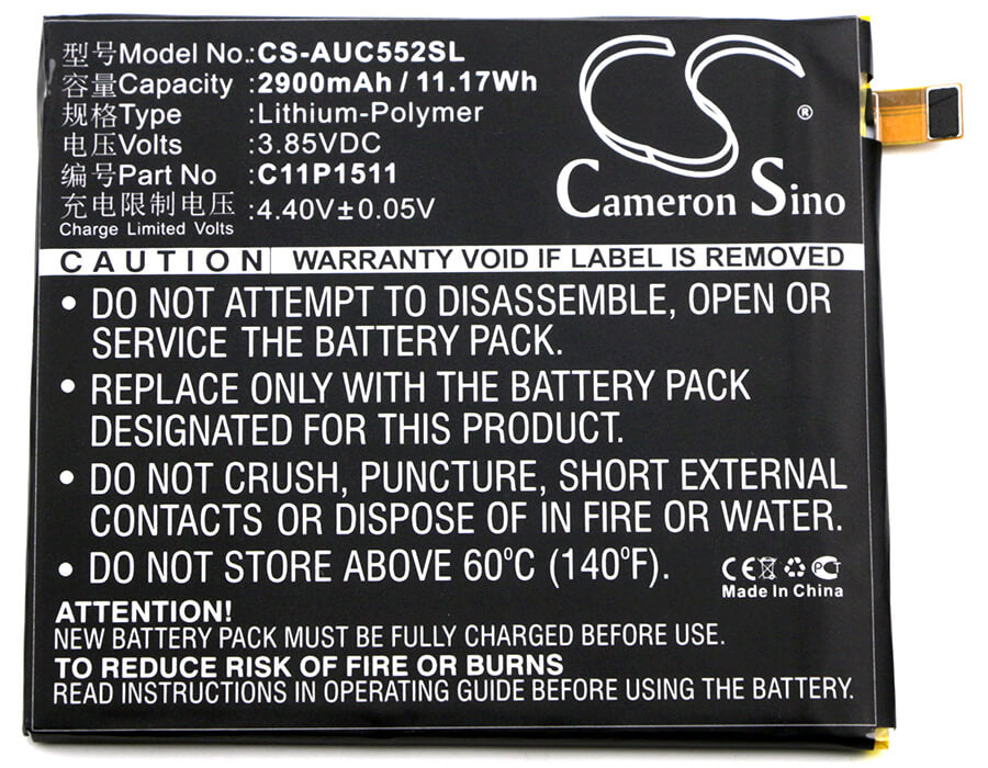 3.85V, 2900mAh, Li-Polymer Battery fits Asus, Zd552kl, Ze552kl, 11.165Wh