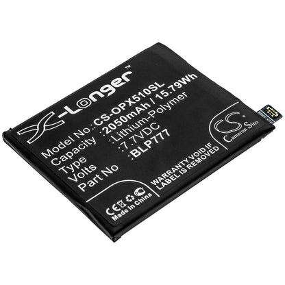 7.7V, 2050mAh, Li-Polymer Battery fits Oppo, Realme X50 Pro 5g, Rmx2072, 15.785Wh