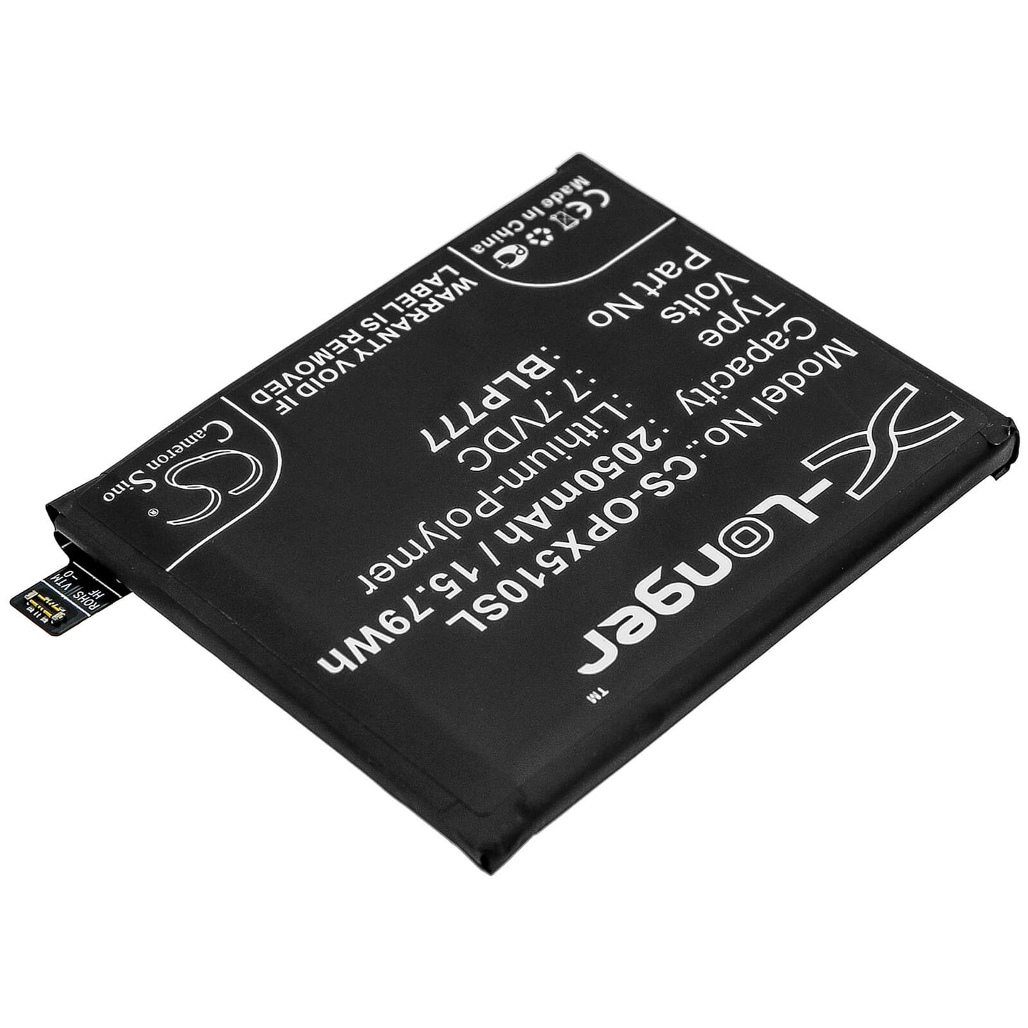7.7V, 2050mAh, Li-Polymer Battery fits Oppo, Realme X50 Pro 5g, Rmx2072, 15.785Wh