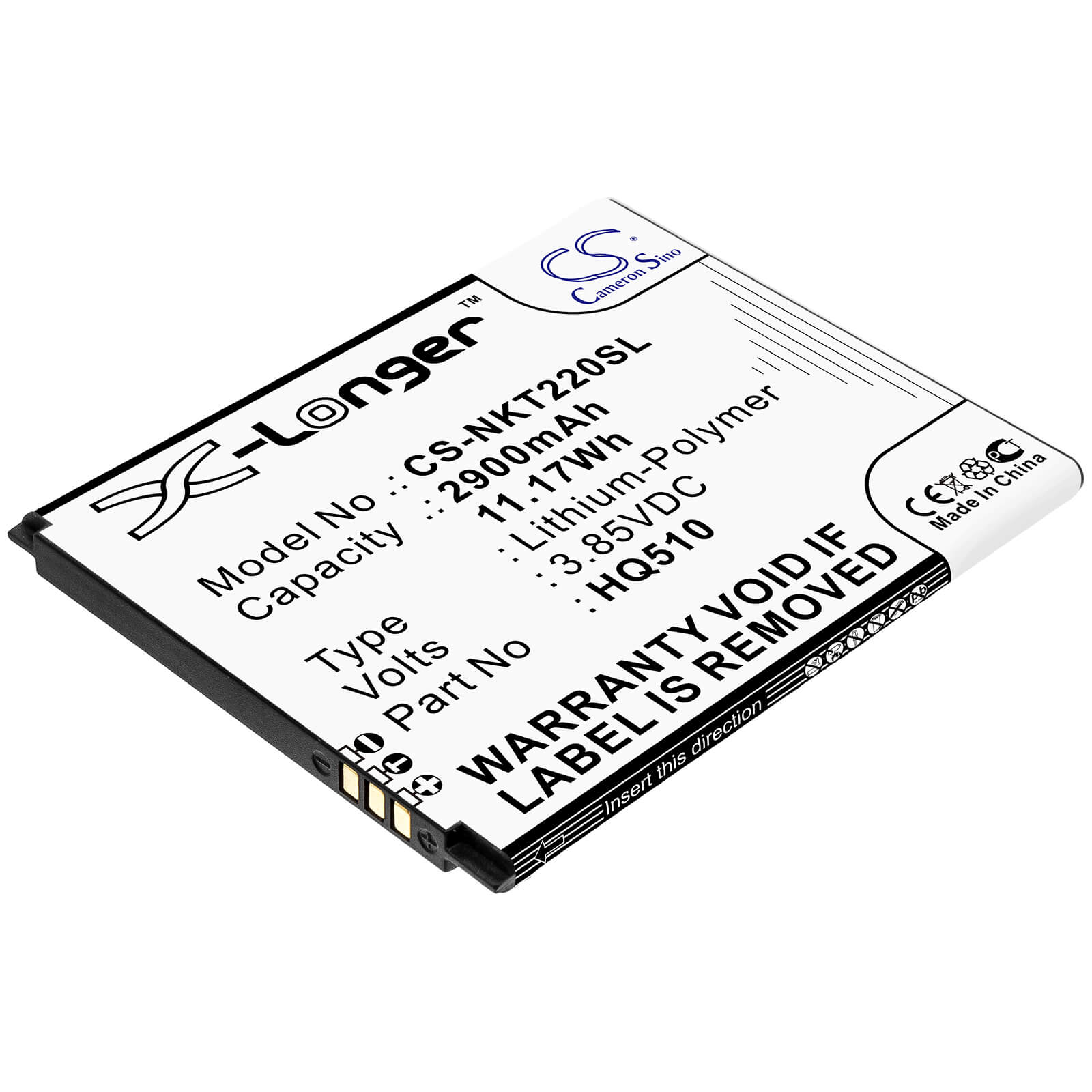 3.85V, 2900mAh, Li-Polymer Battery fits Nokia, 2.2, Nokia 2.2 2019, 11.165Wh