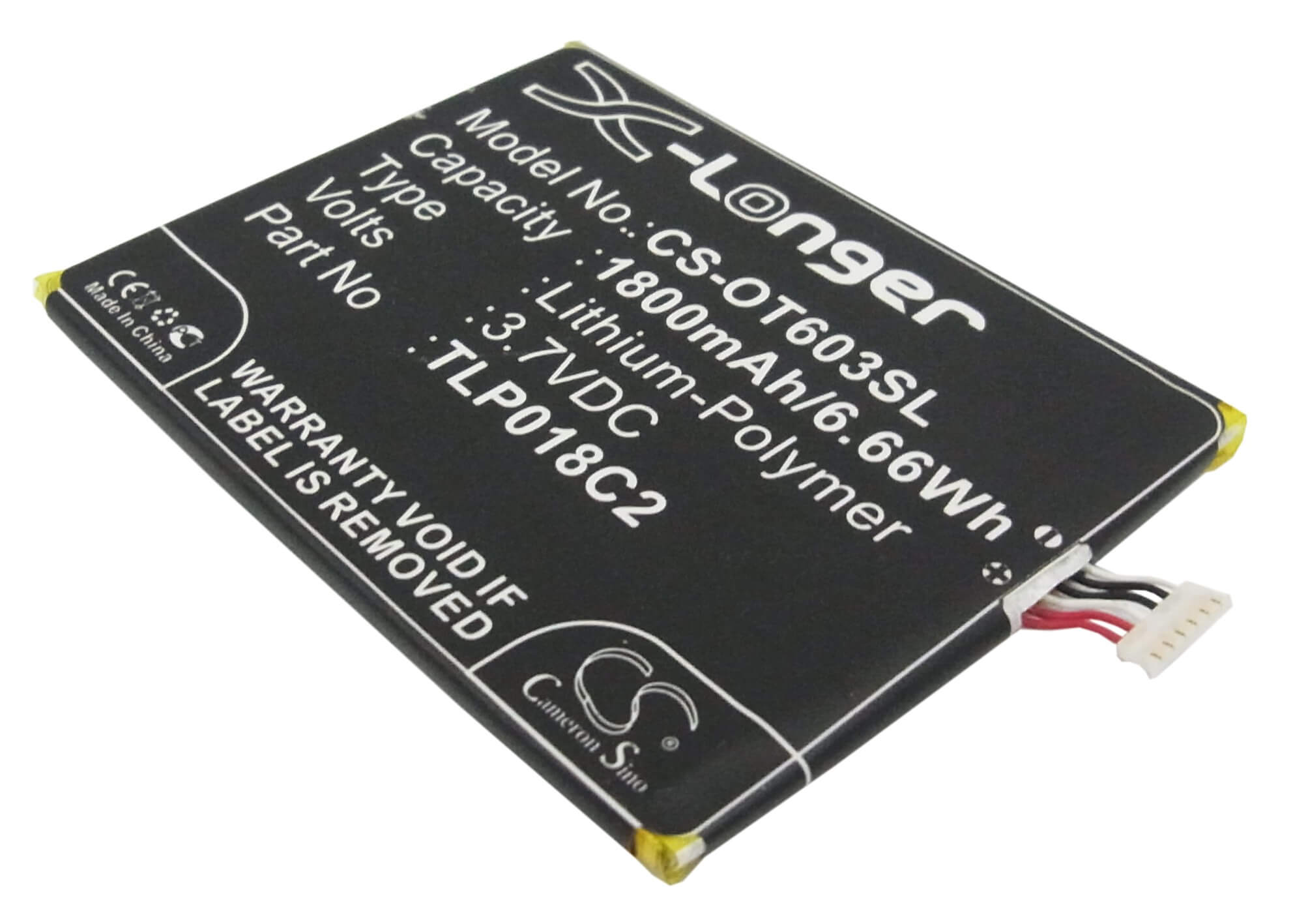3.7V, 1800mAh, Li-Polymer Battery fits Alcatel, One Touch Idol Ultra, Ot-6033, 6.66Wh