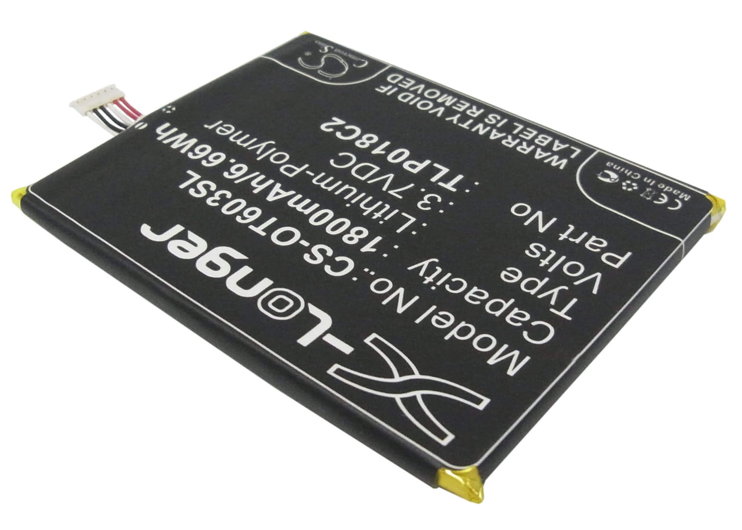3.7V, 1800mAh, Li-Polymer Battery fits Alcatel, One Touch Idol Ultra, Ot-6033, 6.66Wh