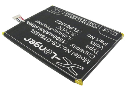3.7V, 1800mAh, Li-Polymer Battery fits Alcatel, One Touch Idol Ultra, Ot-6033, 6.66Wh
