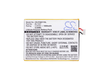 3.8V, 1800mAh, Li-Polymer Battery fits Fly, Iq4511 Octa, Tornado One, 6.84Wh