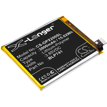 3.85V, 3900mAh, Li-Polymer Battery fits Oppo, Realme X2, 15.015Wh