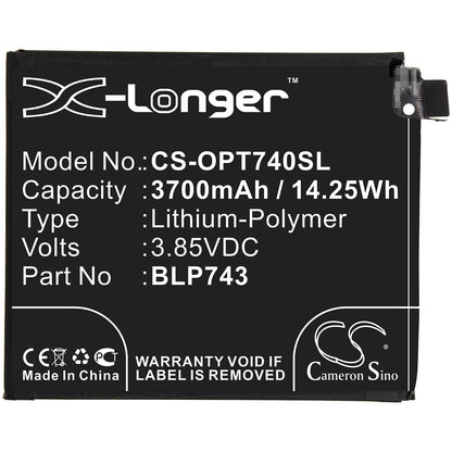 3.85V, 3700mAh, Li-Polymer Battery fits Oneplus, 7t, Hd1901, 14.245Wh