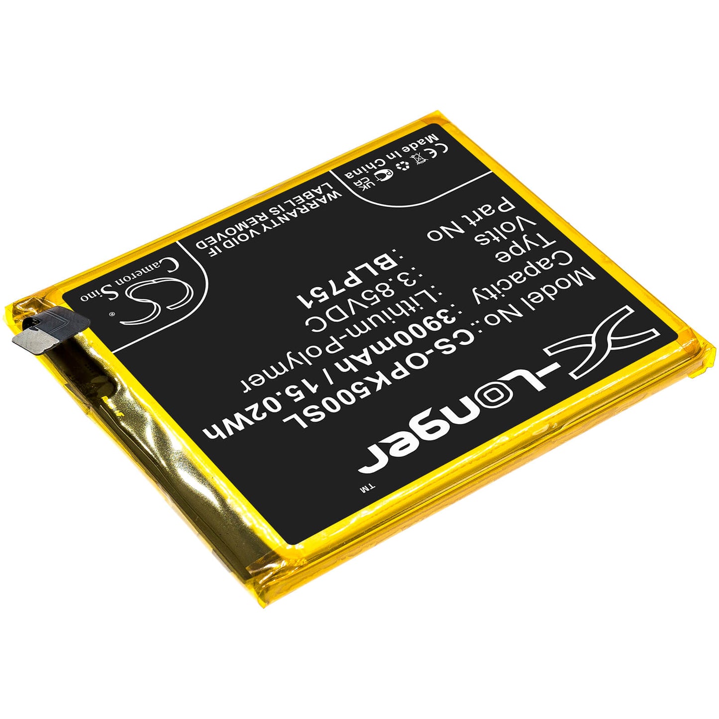 3.85V, 3900mAh, Li-Polymer Battery fits Oppo, K5, Pcnm00, 15.015Wh