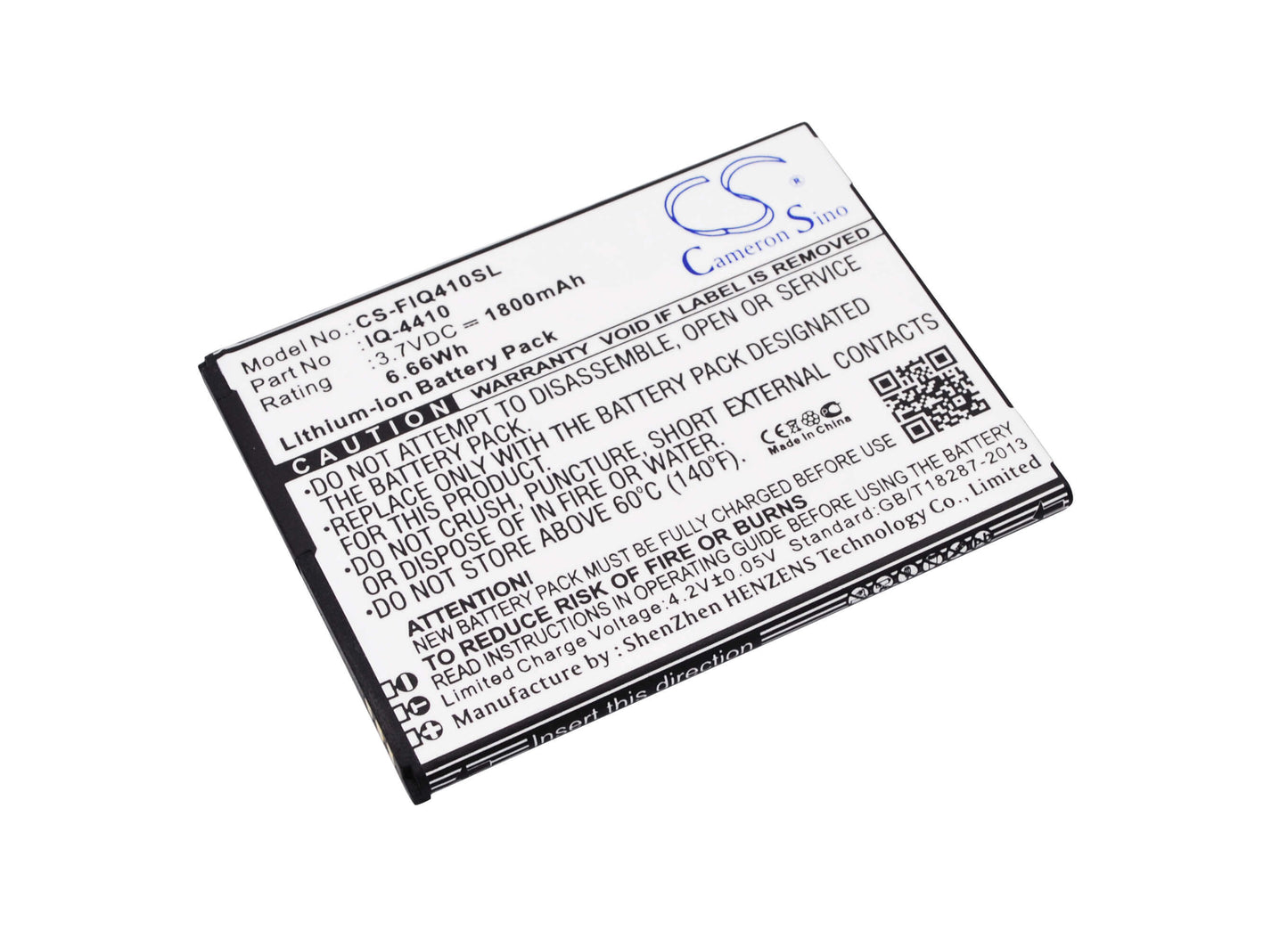 3.7V, 1800mAh, Li-ion Battery fits Fly, Iq-4410, 6.66Wh