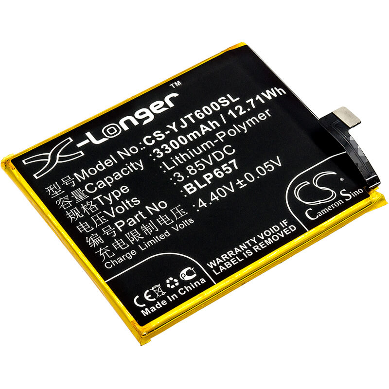 3.85V, 3300mAh, Li-Polymer Battery fits Oneplus, 6, 6 Dual Sim, 12.705Wh