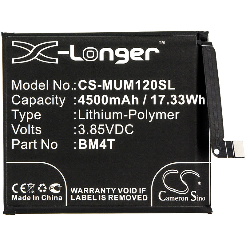3.85V, 4500mAh, Li-Polymer Battery fits Xiaomi, 10x Pro 5g, M2004j7bc, 17.325Wh