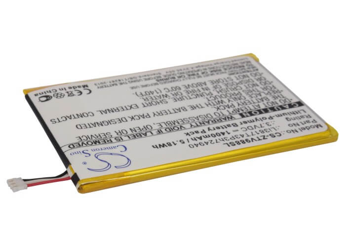 3.7V, 1400mAh, Li-Polymer Battery fits Zte, Athena, Grand S, 5.18Wh