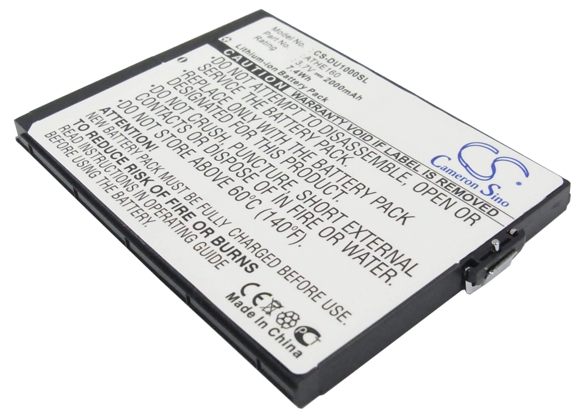 3.7V, 2000mAh, Li-ion Battery fits Htc, Advantage X7500, Athena 100, 7.4Wh