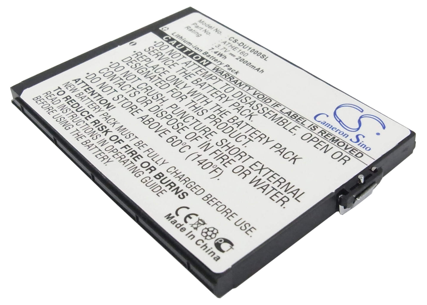 3.7V, 2000mAh, Li-ion Battery fits O2, Xda Flint, 7.4Wh