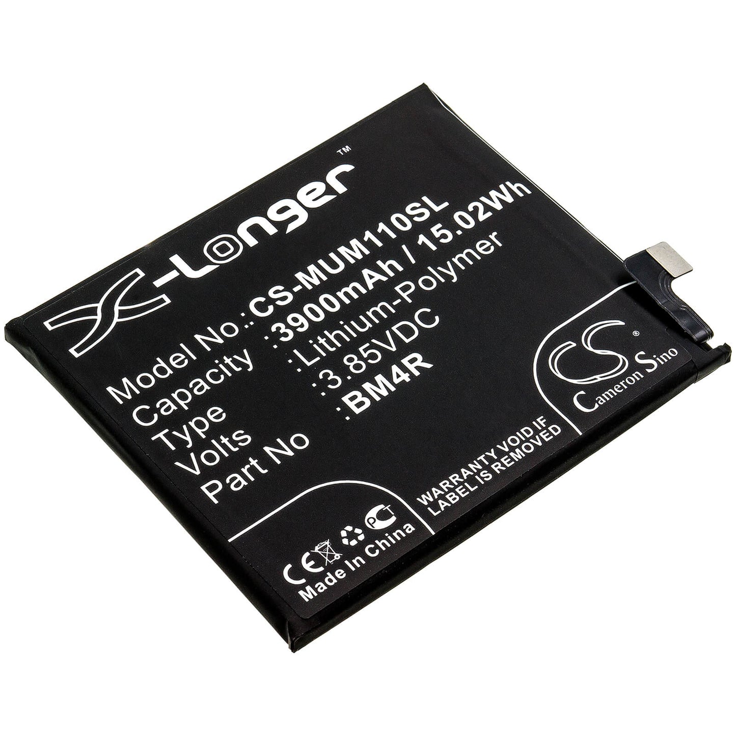 3.85V, 3900mAh, Li-Polymer Battery fits Xiaomi, M2002j9e, M2002j9g, 15.015Wh