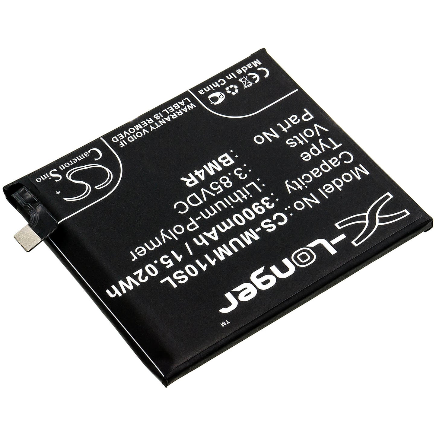 3.85V, 3900mAh, Li-Polymer Battery fits Xiaomi, M2002j9e, M2002j9g, 15.015Wh
