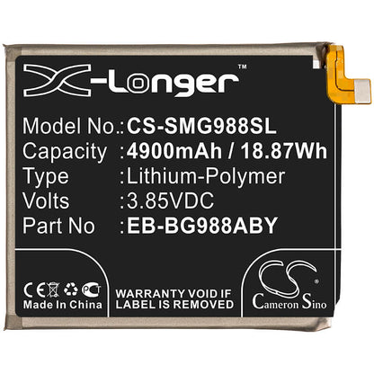 3.85V, 4900mAh, Li-Polymer Battery fits Samsung, Galaxy S20 Ultra, Galaxy S20 Ultra 5g, 18.865Wh