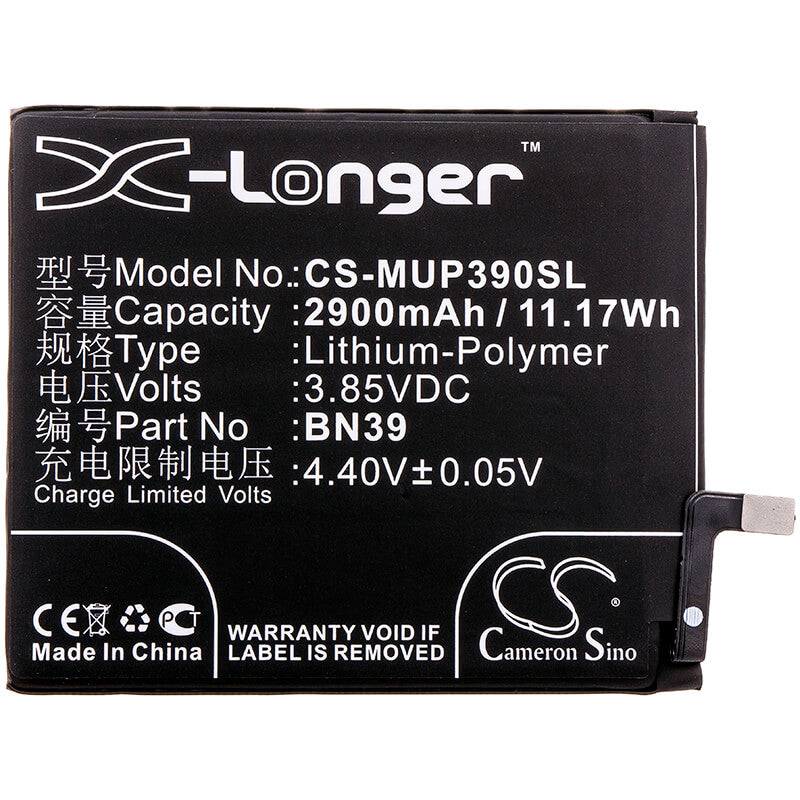 3.85V, 2900mAh, Li-Polymer Battery fits Xiaomi, M1901f9e, M1901f9t, 11.165Wh