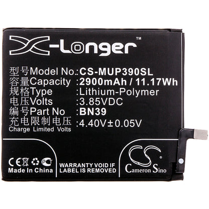 3.85V, 2900mAh, Li-Polymer Battery fits Xiaomi, M1901f9e, M1901f9t, 11.165Wh